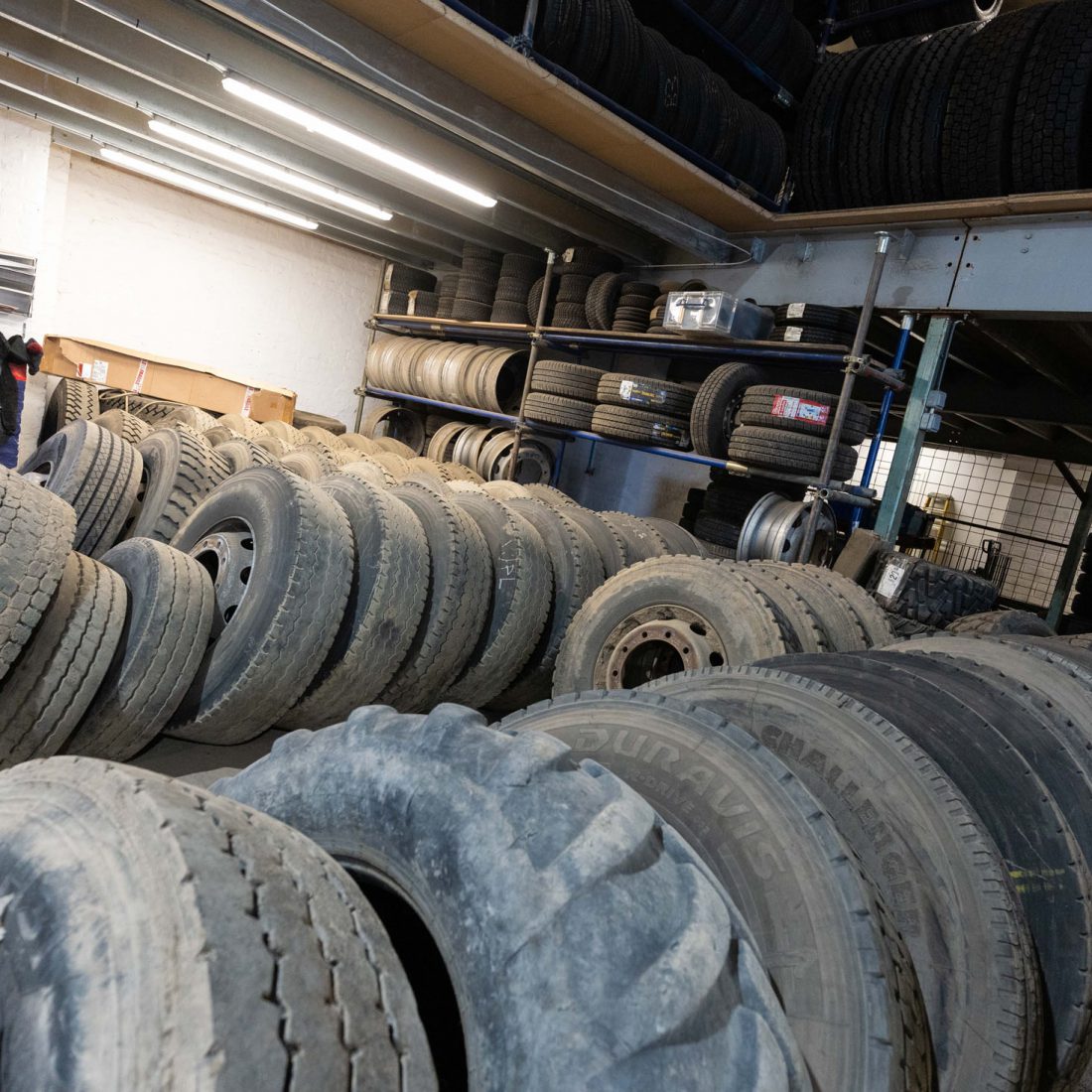 room of used tyres