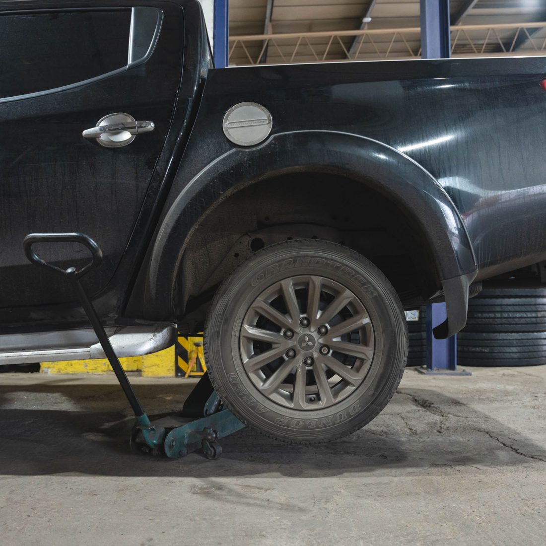 Car Brake Fitting on a ramp