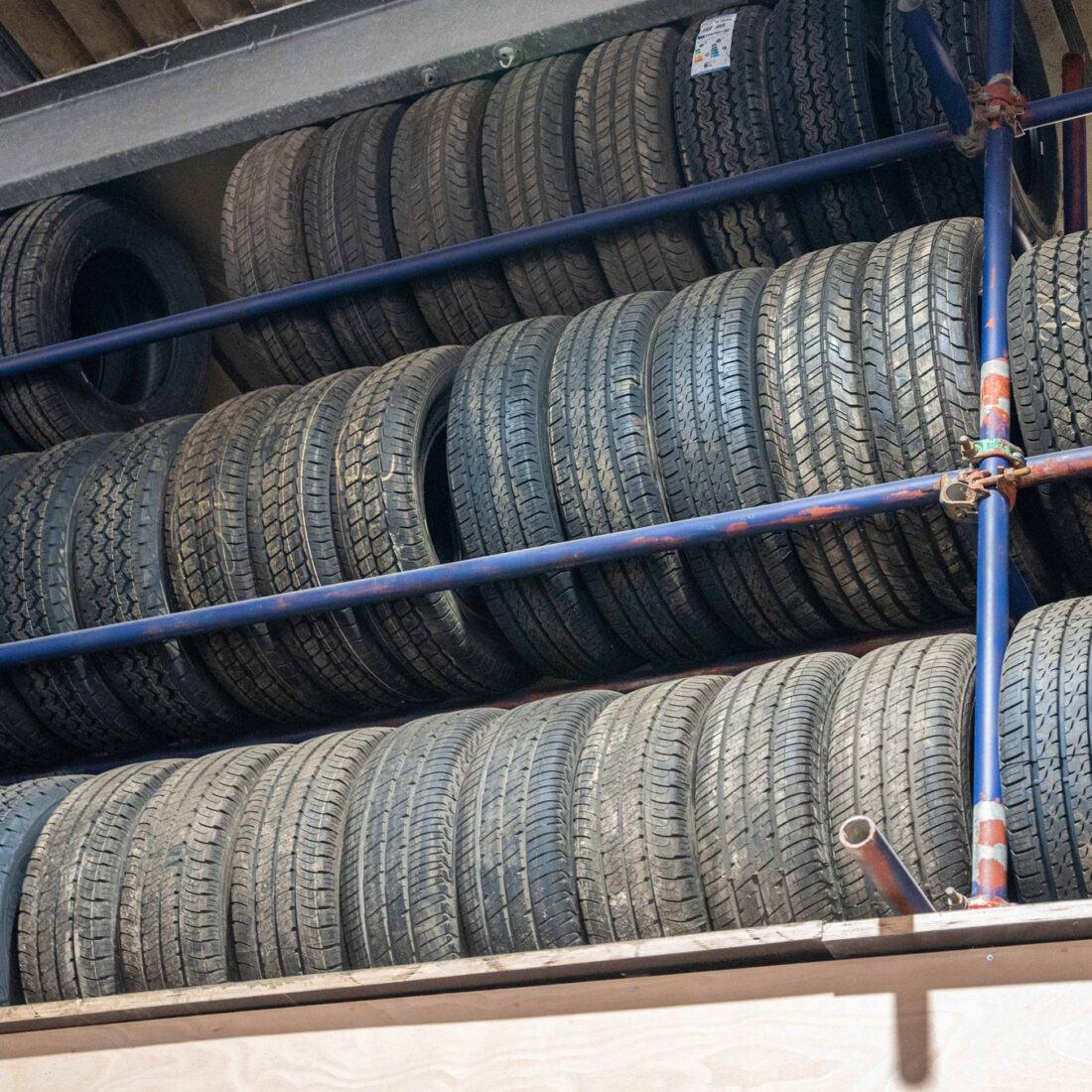Row of used UK Tyres