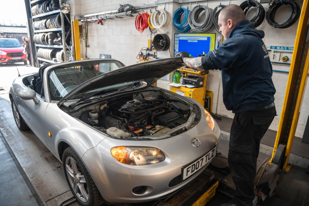 Mazda MX5 being serviced by UK Tyres