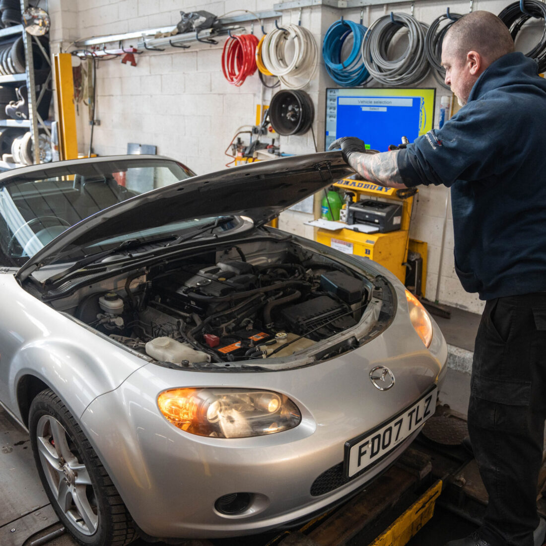 Mazda MX5 being serviced by UK Tyres