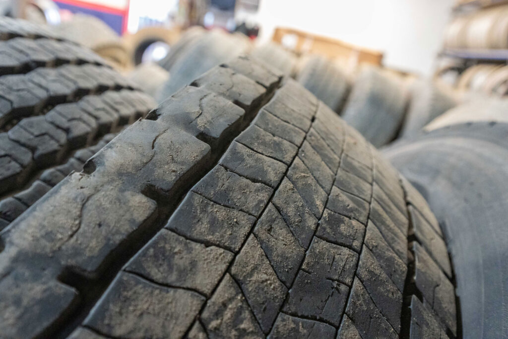 Close up of used tyre